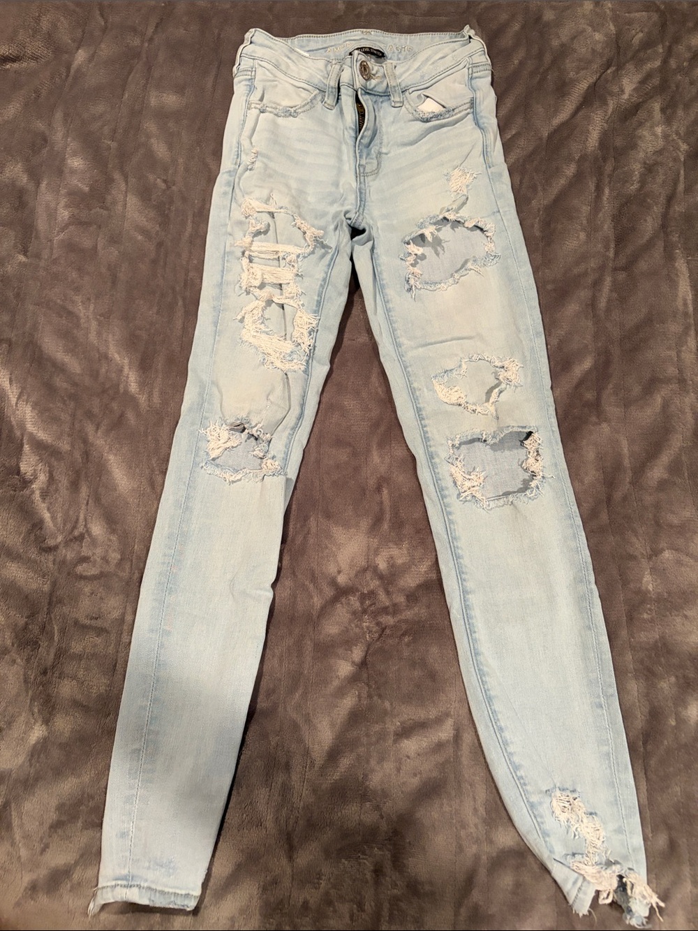 American Eagle Outfitters Light Blue Ripped Skinny Jeans